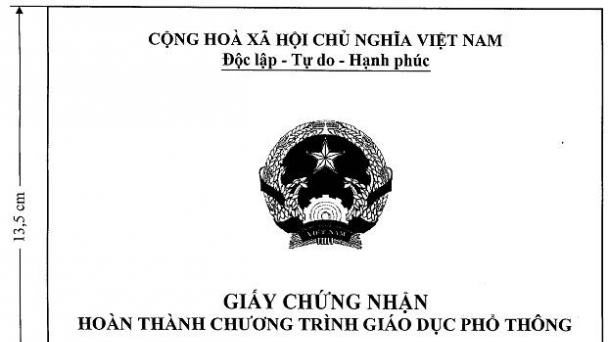 Quy định mẫu Giấy chứng nhận hoàn thành chương trình giáo dục phổ thông